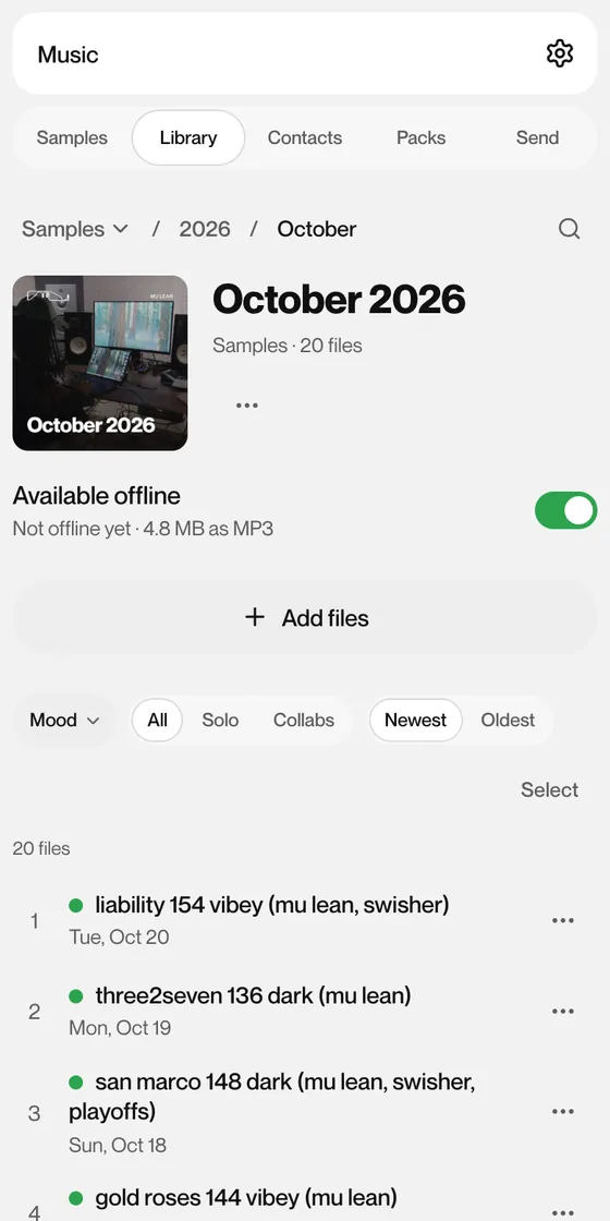 The October folder of the library on a phone
